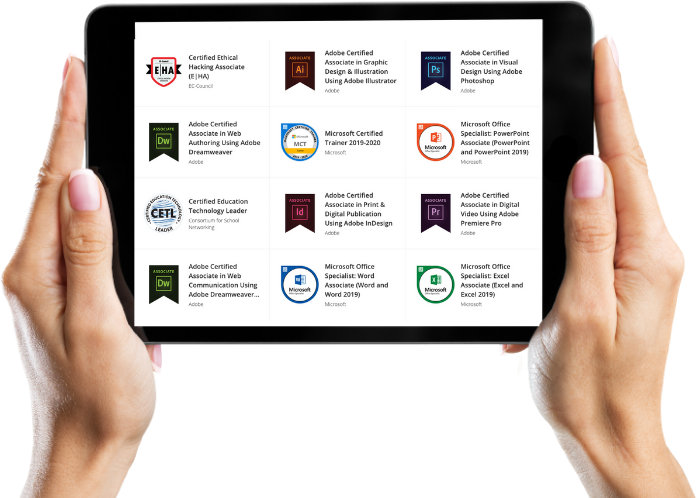 certificates on tablet